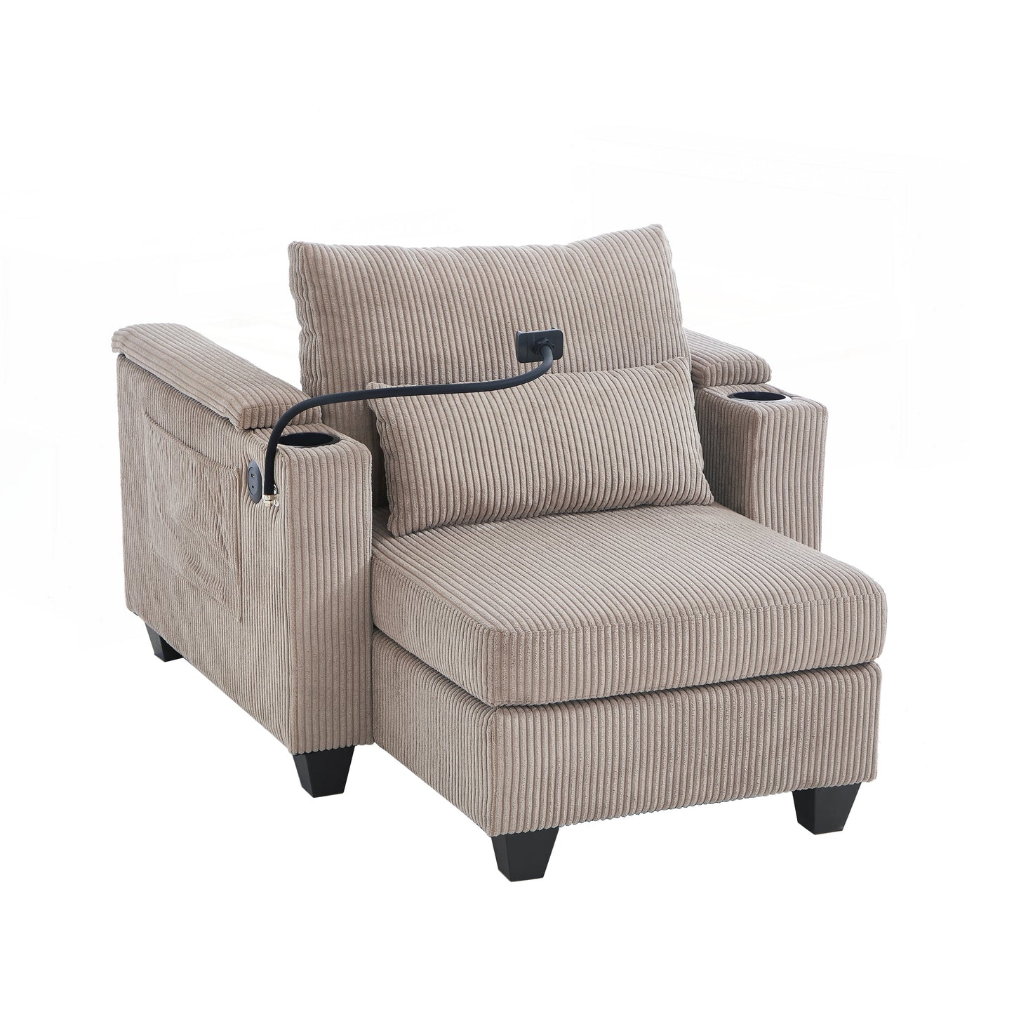 Sofa Chair Sofa Bed Corduroy Sleeper Sofa with USB Ports