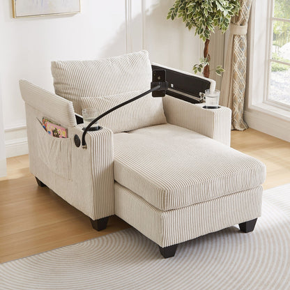 Sofa Chair Sofa Bed Corduroy Sleeper Sofa with USB Ports