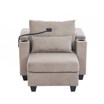 Sofa Chair Sofa Bed Corduroy Sleeper Sofa with USB Ports