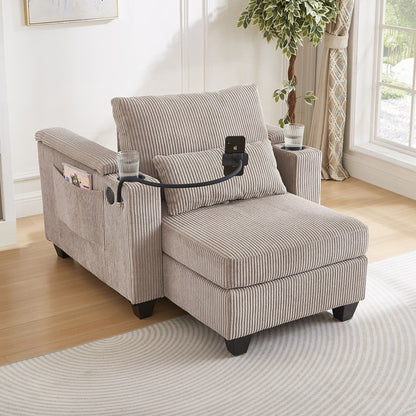 Sofa Chair Sofa Bed Corduroy Sleeper Sofa with USB Ports