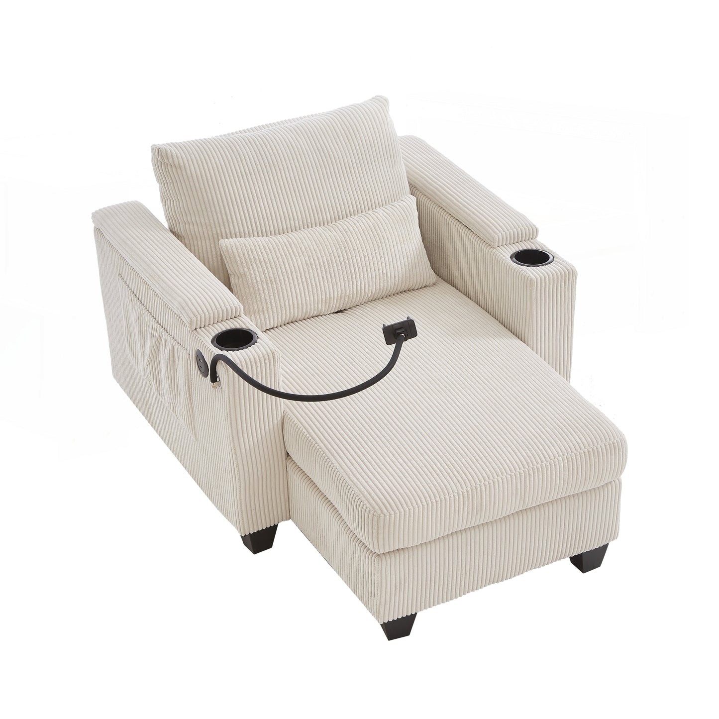 Sofa Chair Sofa Bed Corduroy Sleeper Sofa with USB Ports