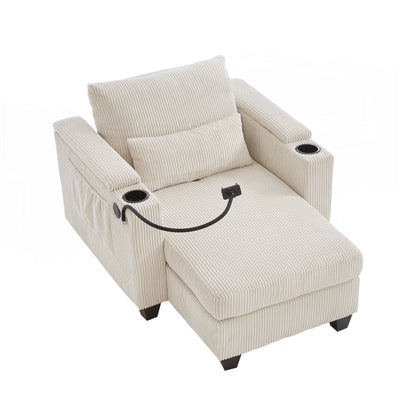 Sofa Chair Sofa Bed Corduroy Sleeper Sofa with USB Ports