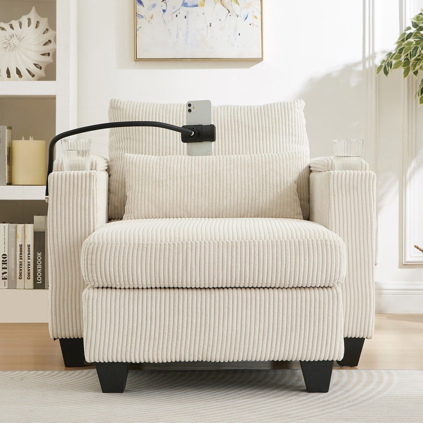 Sofa Chair Sofa Bed Corduroy Sleeper Sofa with USB Ports