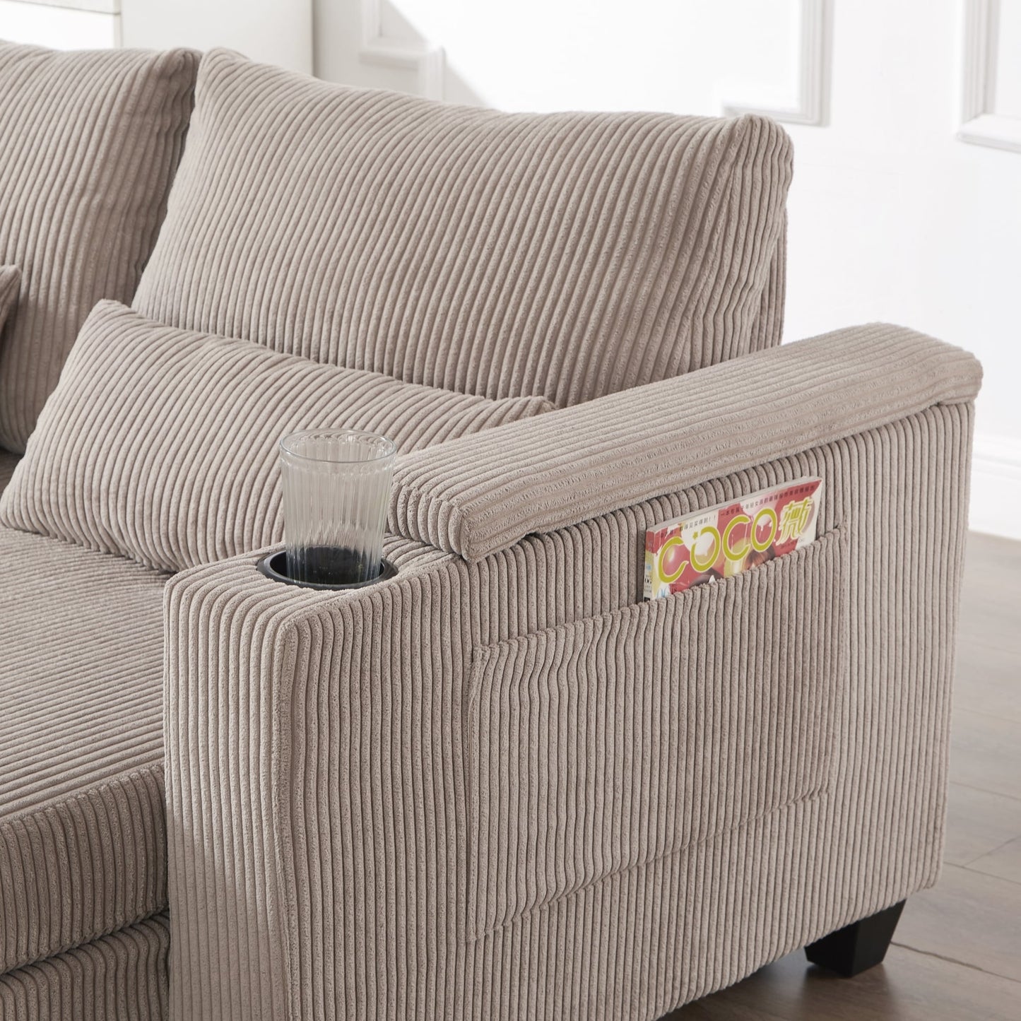 Sofa Chair Sofa Bed Corduroy Sleeper Sofa with USB Ports