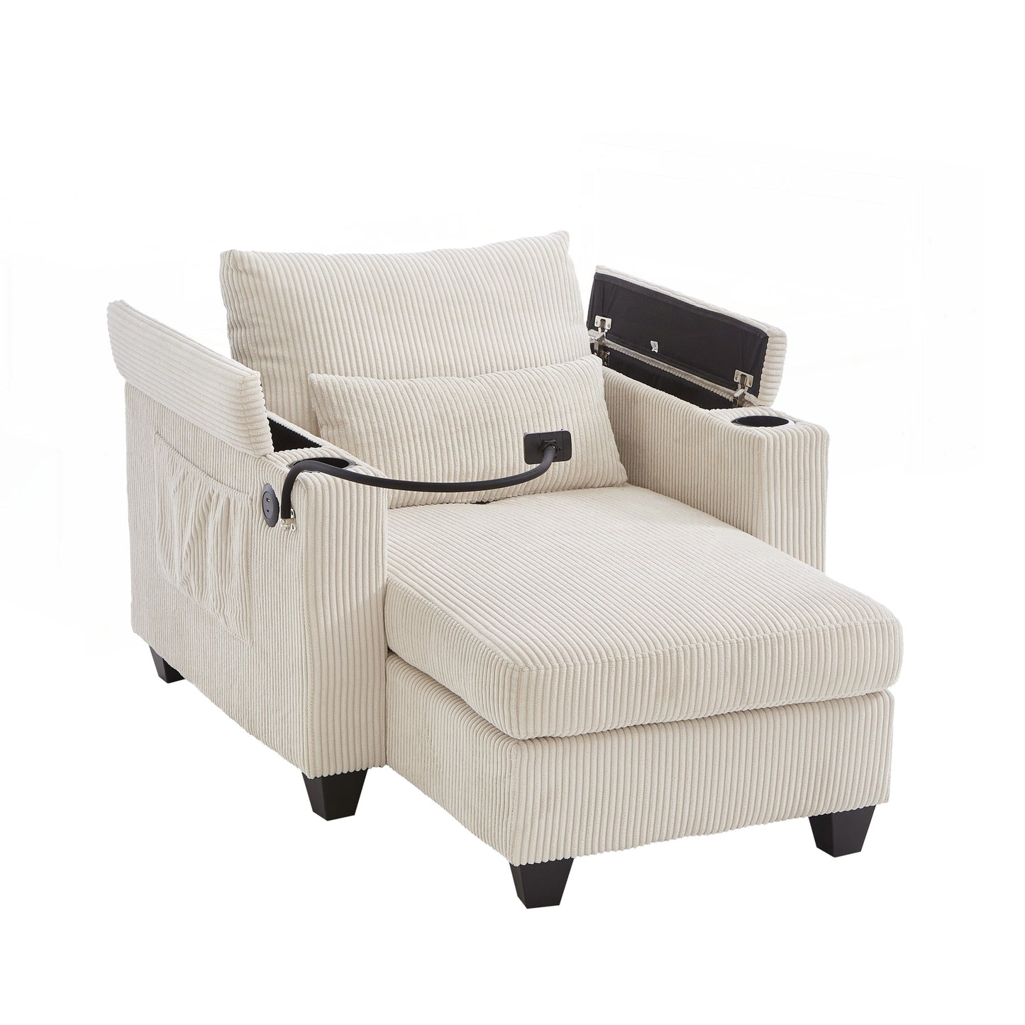 Sofa Chair Sofa Bed Corduroy Sleeper Sofa with USB Ports