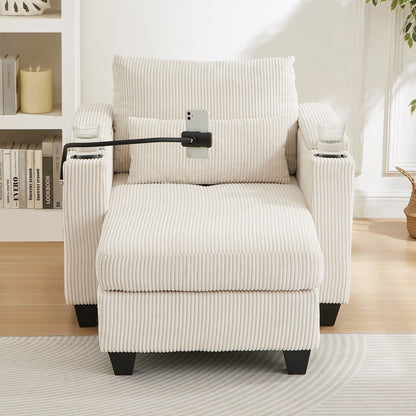 Sofa Chair Sofa Bed Corduroy Sleeper Sofa with USB Ports