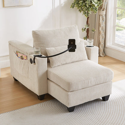Sofa Chair Sofa Bed Corduroy Sleeper Sofa with USB Ports