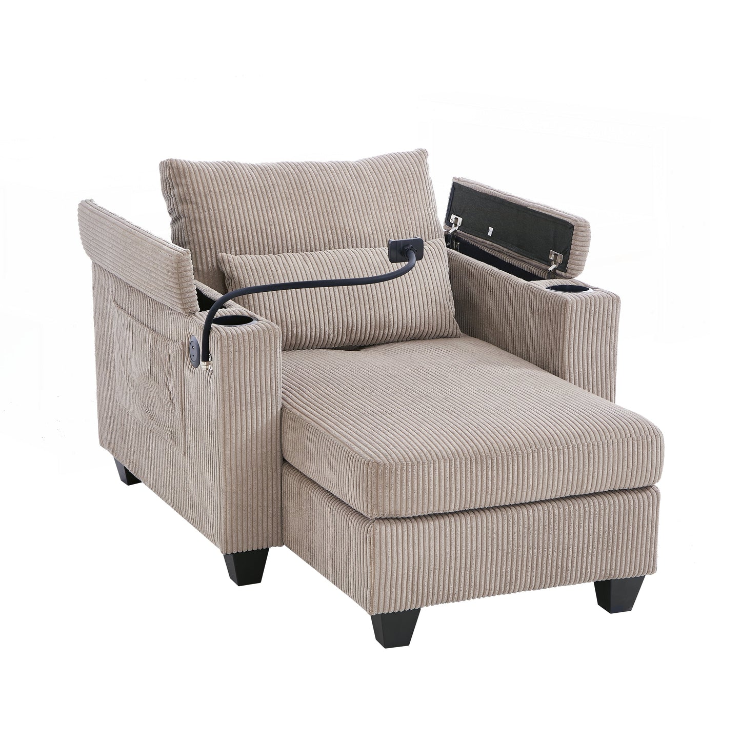 Sofa Chair Sofa Bed Corduroy Sleeper Sofa with USB Ports
