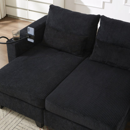 Sofa Chair Sofa Bed Corduroy Sleeper Sofa with USB Ports