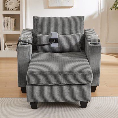Sofa Chair Sofa Bed Corduroy Sleeper Sofa with USB Ports