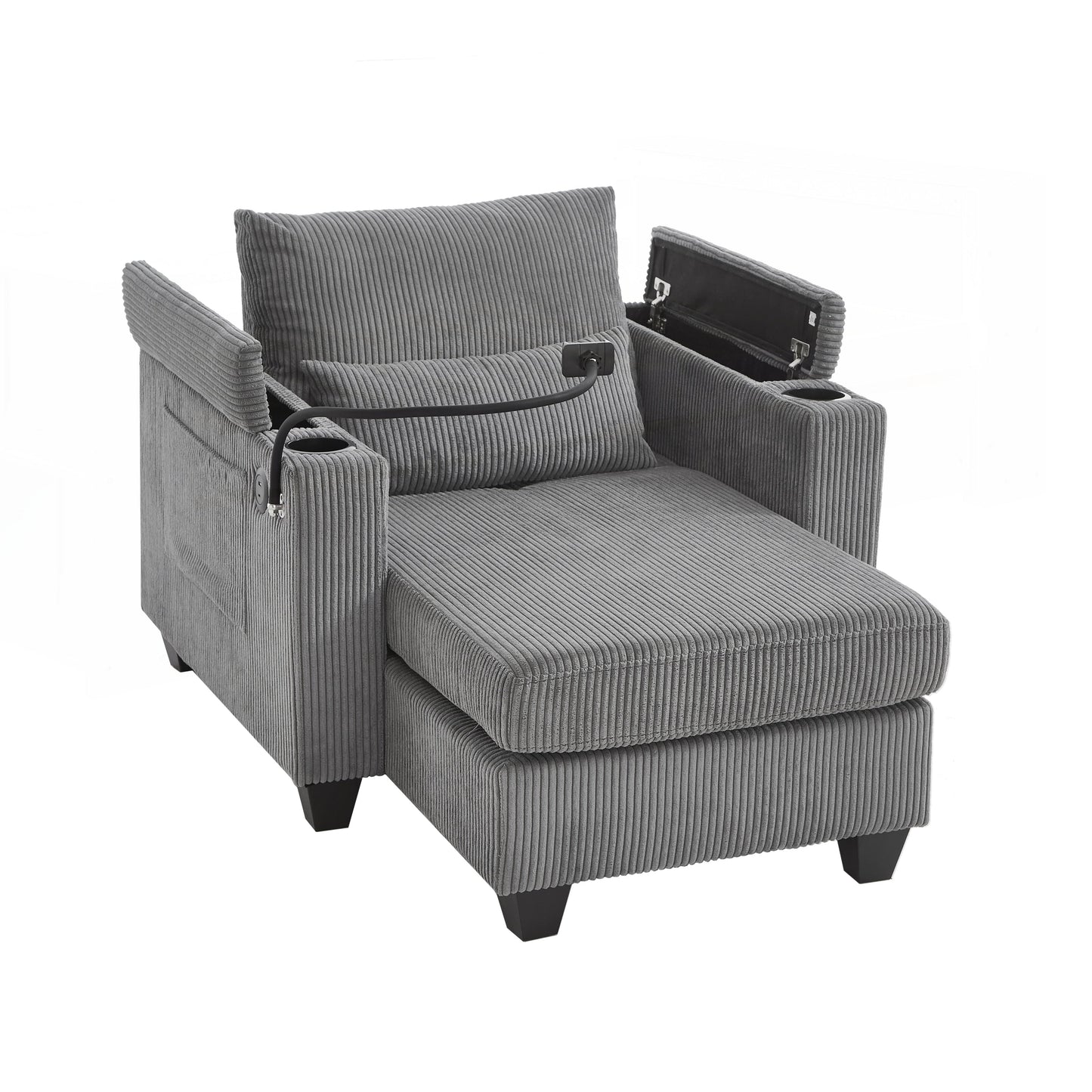 Sofa Chair Sofa Bed Corduroy Sleeper Sofa with USB Ports