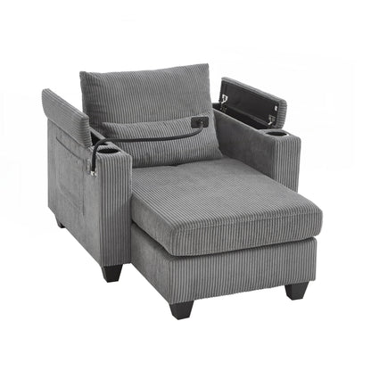 Sofa Chair Sofa Bed Corduroy Sleeper Sofa with USB Ports