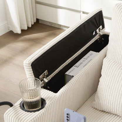 Sofa Chair Sofa Bed Corduroy Sleeper Sofa with USB Ports