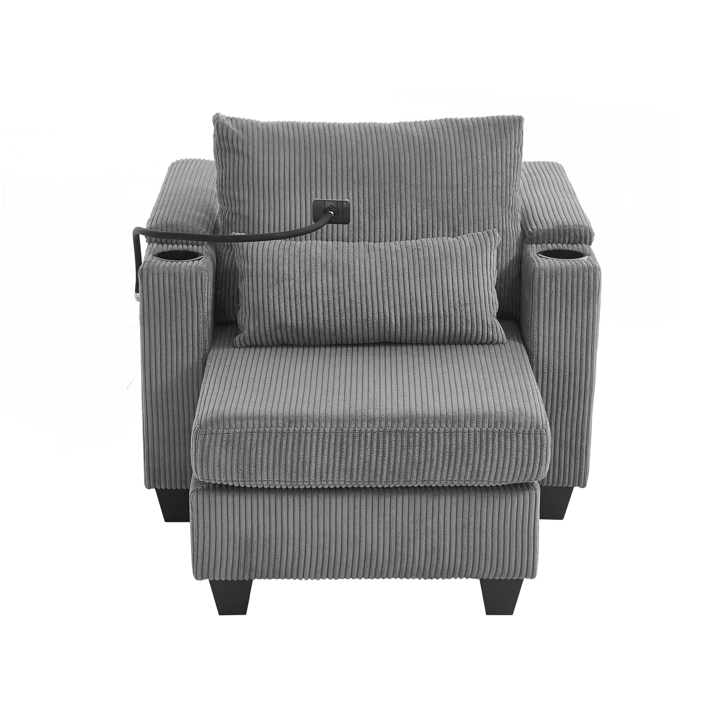 Sofa Chair Sofa Bed Corduroy Sleeper Sofa with USB Ports