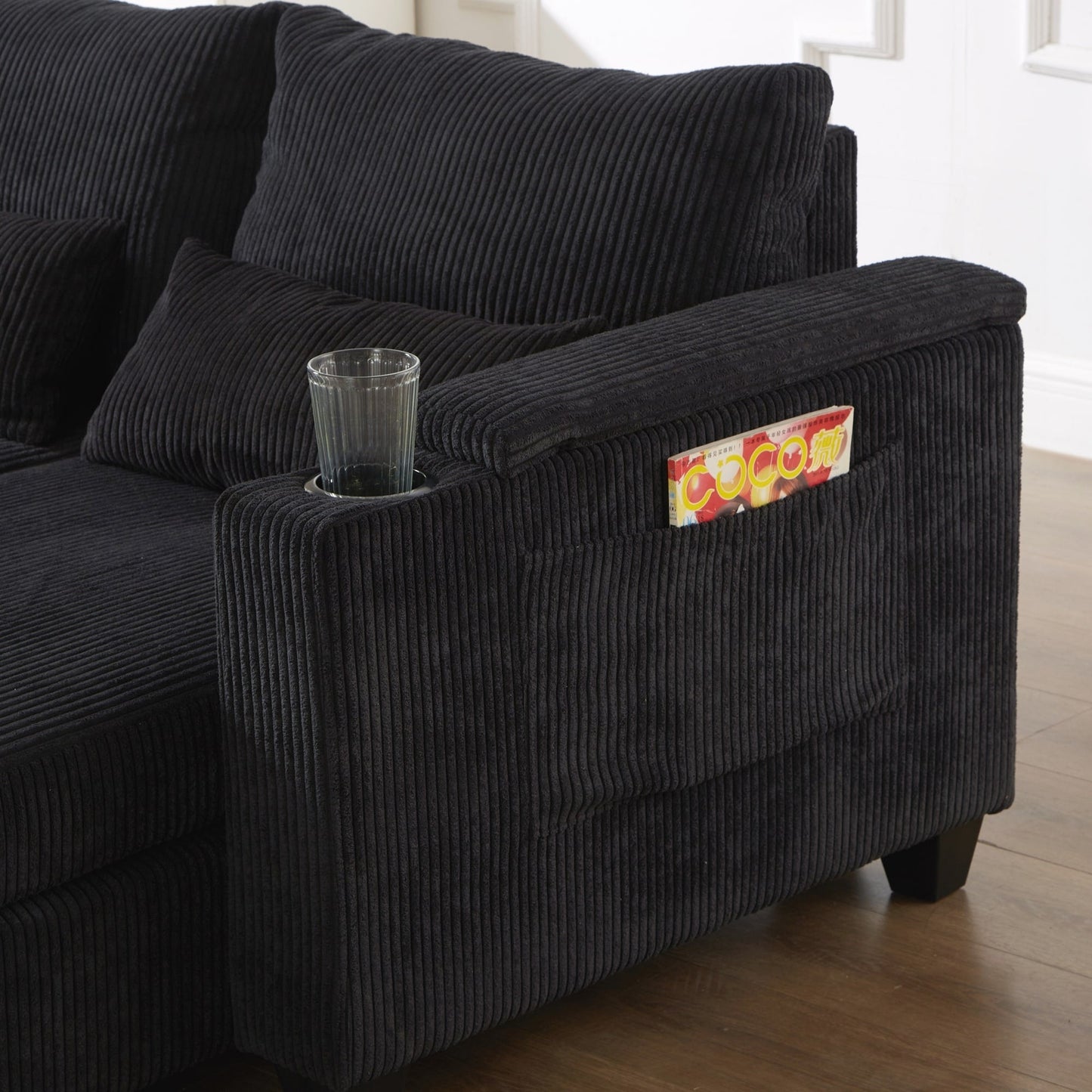 Sofa Chair Sofa Bed Corduroy Sleeper Sofa with USB Ports