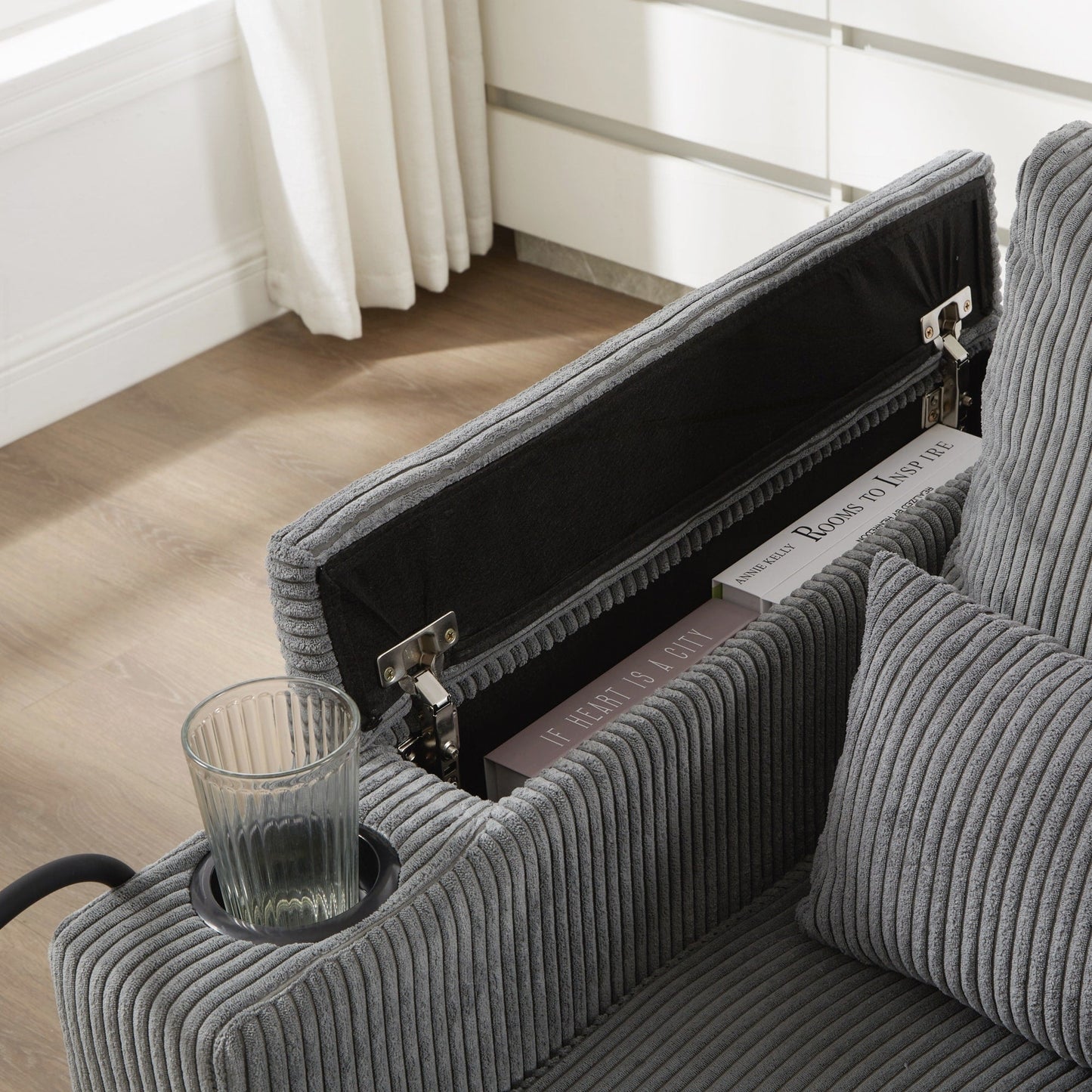 Sofa Chair Sofa Bed Corduroy Sleeper Sofa with USB Ports