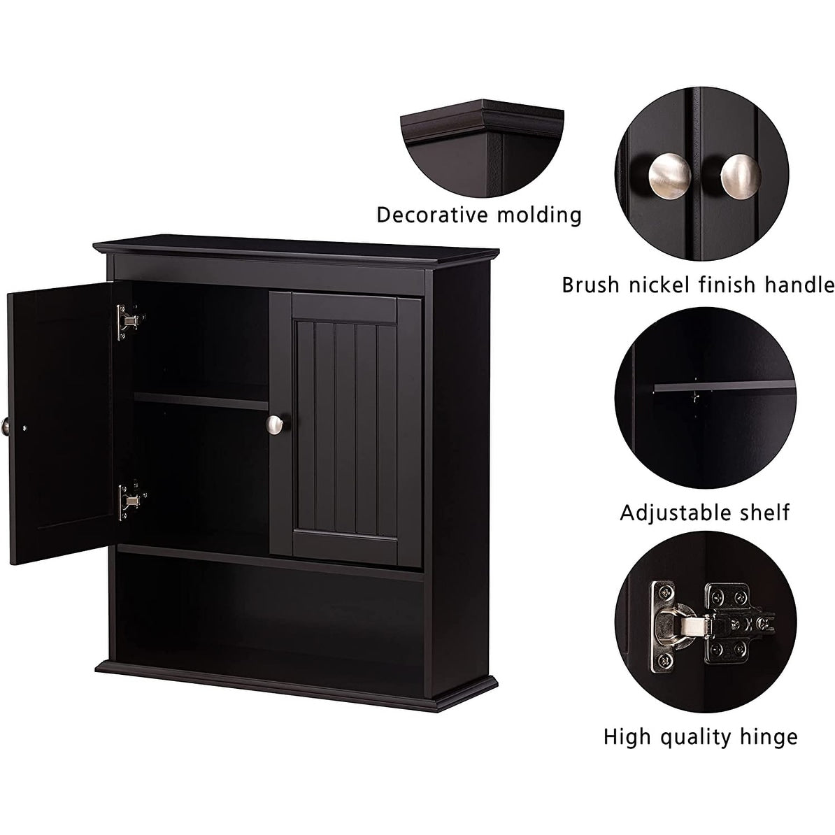Spirich-Bathroom Wall Spacesaver Storage Cabinet Over The Toilet with Door , Wooden, White