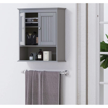 Spirich-Bathroom Wall Spacesaver Storage Cabinet Over The Toilet with Door , Wooden, White