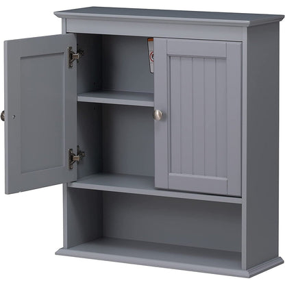 Spirich-Bathroom Wall Spacesaver Storage Cabinet Over The Toilet with Door , Wooden, White
