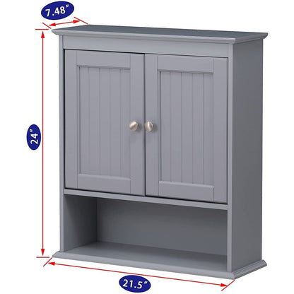 Spirich-Bathroom Wall Spacesaver Storage Cabinet Over The Toilet with Door , Wooden, White
