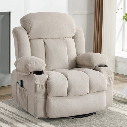 Swinging Lounge Chair Massage Heated Sofa, with USB and 2 Cup Holders in Side Pockets, Plastic Material Armrest