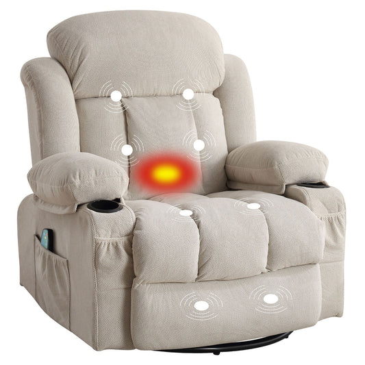 Swinging Lounge Chair Massage Heated Sofa, with USB and 2 Cup Holders in Side Pockets, Plastic Material Armrest