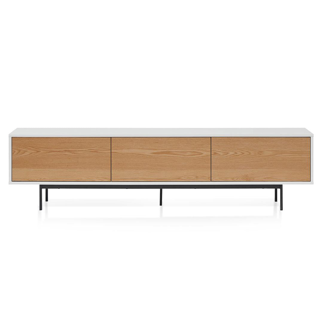Alto 2m Wooden TV Entertainment Unit With Natural Drawers - White Frame