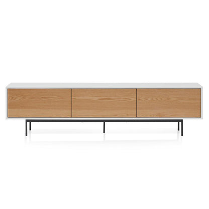 Alto 2m Wooden TV Entertainment Unit With Natural Drawers - White Frame