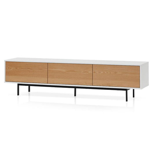 Alto 2m Wooden TV Entertainment Unit With Natural Drawers - White Frame