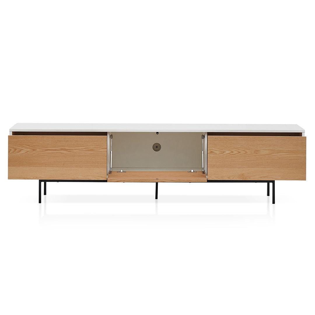 Alto 2m Wooden TV Entertainment Unit With Natural Drawers - White Frame