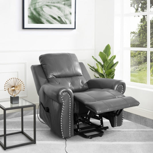 Air Leather Premium Studded Power Lift Recliner Chair with Footrest Reclining Chair with Remote Control