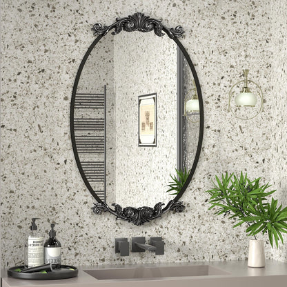 Oval Vintage Ornate Baroque Wall Mirror