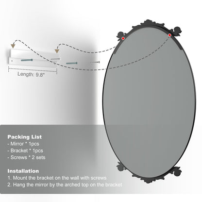 Oval Vintage Ornate Baroque Wall Mirror