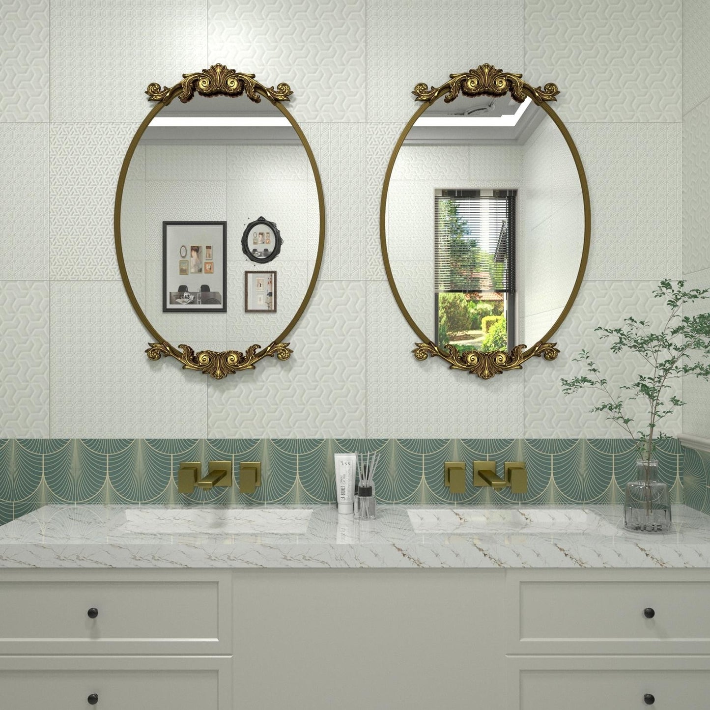 Oval Vintage Ornate Baroque Wall Mirror