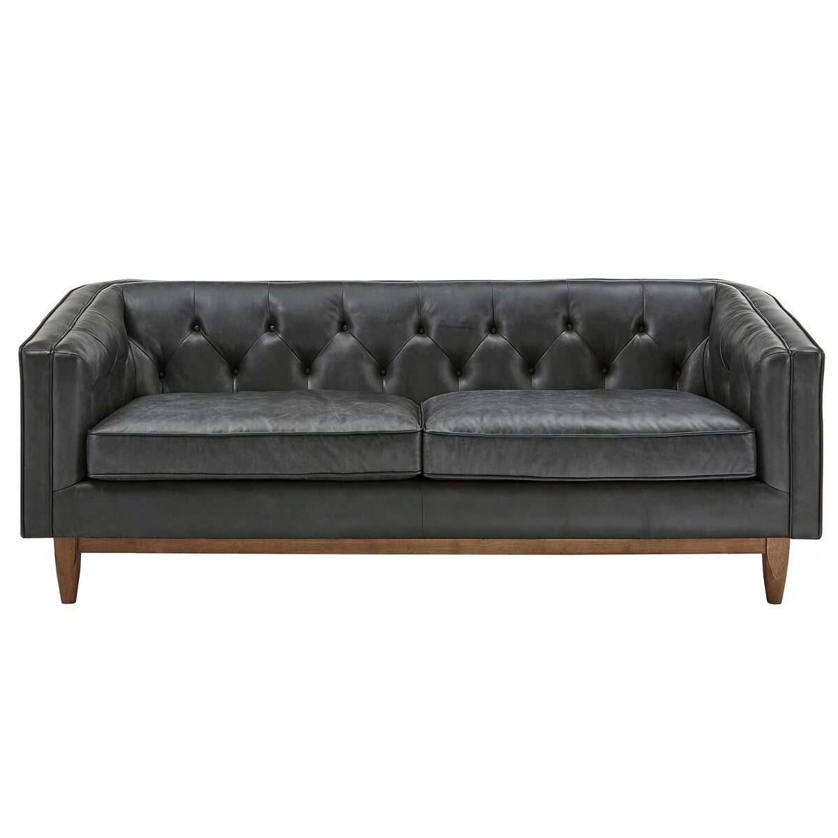 Tullio Black Leather Button Tufted Loveseat by iNSPIRE Q Modern - Sofa