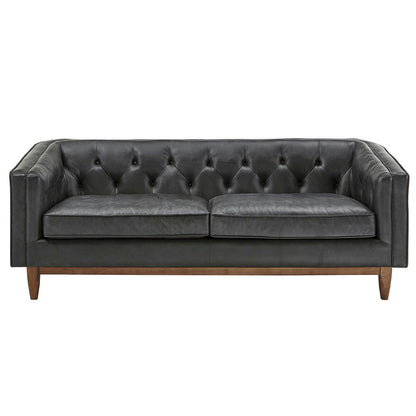 Tullio Black Leather Button Tufted Loveseat by iNSPIRE Q Modern - Sofa