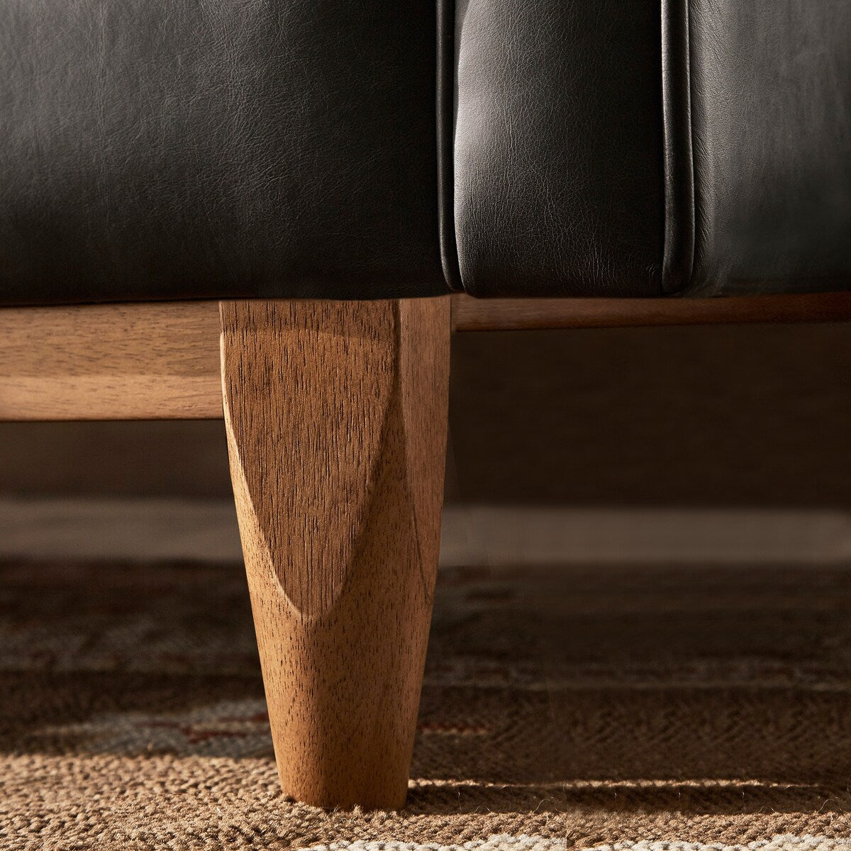Tullio Black Leather Button Tufted Loveseat by iNSPIRE Q Modern - Sofa