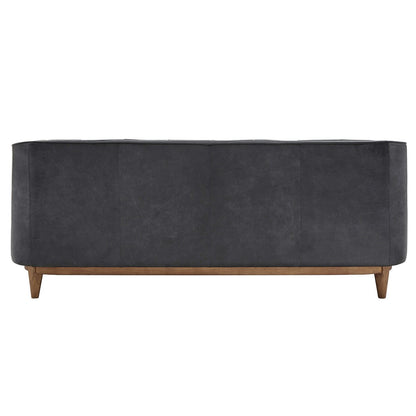 Tullio Black Leather Button Tufted Loveseat by iNSPIRE Q Modern - Sofa