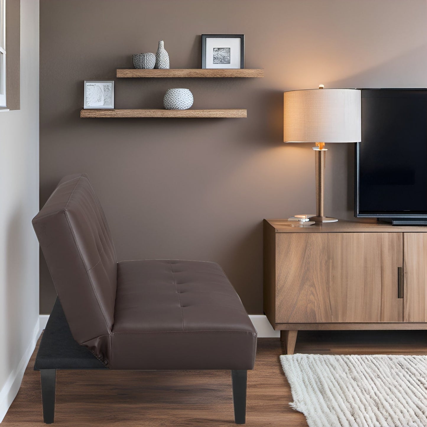 Ultimate Futon Sofa Collection: Futon Sofa with Armrest and Cupholders, Button Tufted Sofa with Wooden Legs
