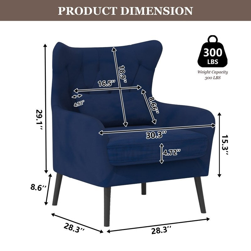 Upholstered Tuft Velvet Metal Thick Cushion Two Accent Chairs Loveseat