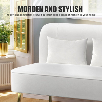 Upholstered Tuft Velvet Metal Thick Cushion Two Accent Chairs Loveseat