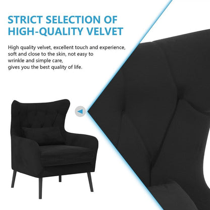 Upholstered Tuft Velvet Metal Thick Cushion Two Accent Chairs Loveseat