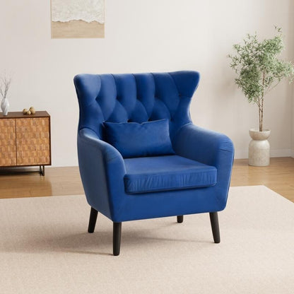 Upholstered Tuft Velvet Metal Thick Cushion Two Accent Chairs Loveseat