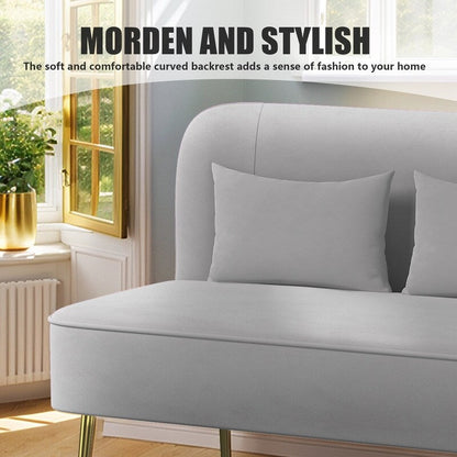 Upholstered Tuft Velvet Metal Thick Cushion Two Accent Chairs Loveseat