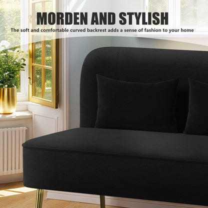 Upholstered Tuft Velvet Metal Thick Cushion Two Accent Chairs Loveseat
