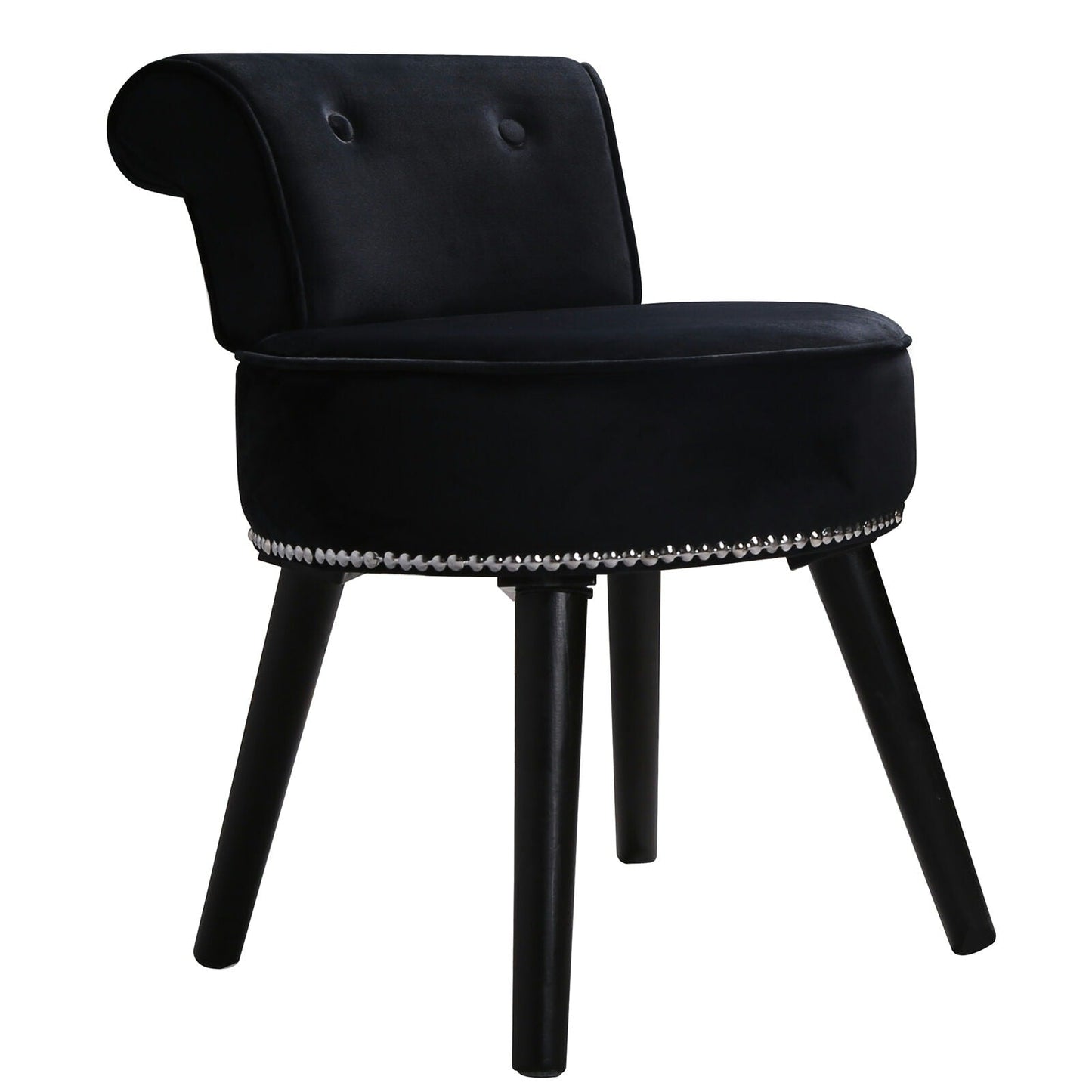 VEIKOUS Makeup Vanity Stool Chair with Low Back and Wood Legs-17.3 x 15.7 x 25.1