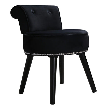 VEIKOUS Makeup Vanity Stool Chair with Low Back and Wood Legs-17.3 x 15.7 x 25.1