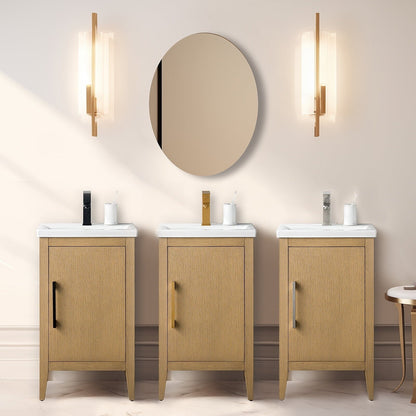 Vanity Art 20 or 24 or 30 Single Sink Bathroom Vanity Cabinet with Ceramic Top