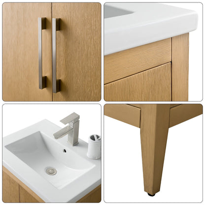 Vanity Art 20 or 24 or 30 Single Sink Bathroom Vanity Cabinet with Ceramic Top