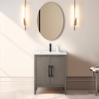 Vanity Art 20 or 24 or 30 Single Sink Bathroom Vanity Cabinet with Ceramic Top